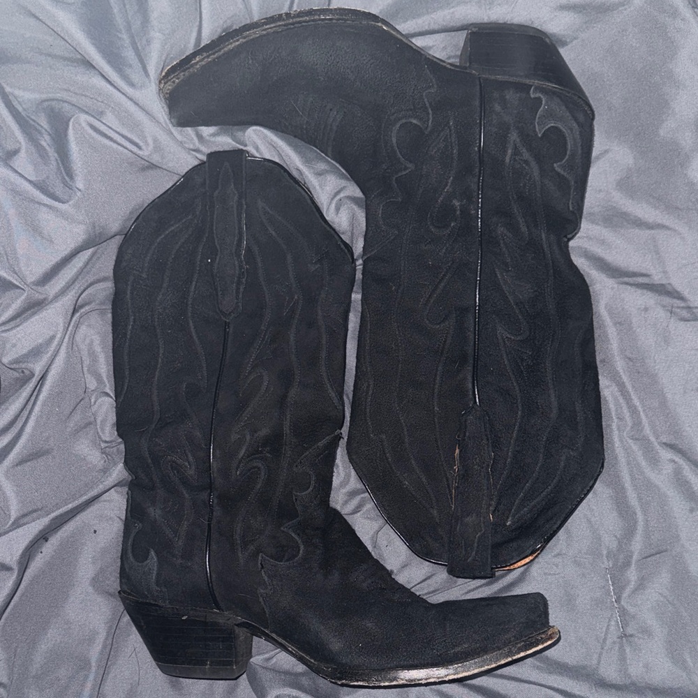 DAN POST - Womens Size 7.5 Black Suede Lana Western Boot